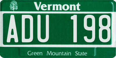VT license plate ADU198