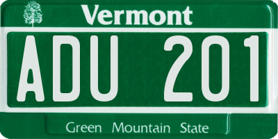 VT license plate ADU201