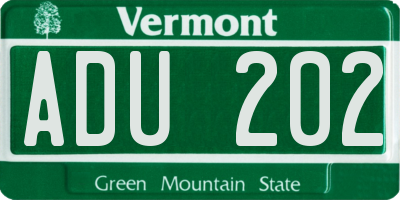 VT license plate ADU202