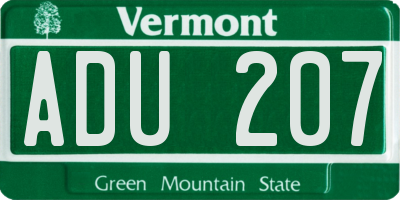 VT license plate ADU207