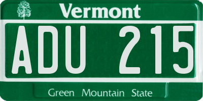 VT license plate ADU215