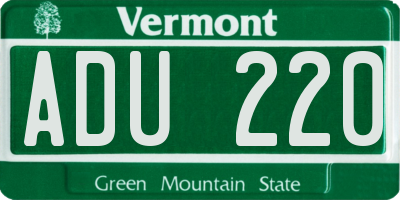 VT license plate ADU220