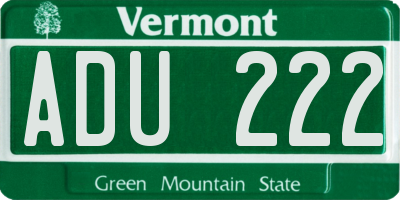 VT license plate ADU222