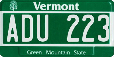 VT license plate ADU223