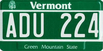 VT license plate ADU224