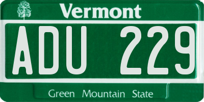 VT license plate ADU229