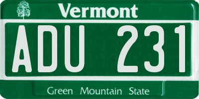 VT license plate ADU231