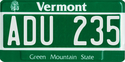 VT license plate ADU235