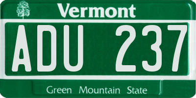 VT license plate ADU237