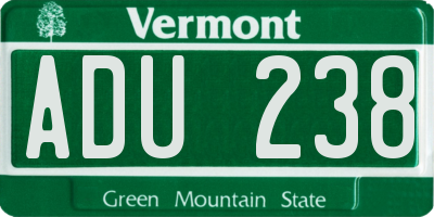 VT license plate ADU238