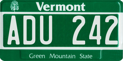 VT license plate ADU242