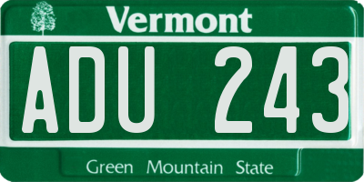 VT license plate ADU243