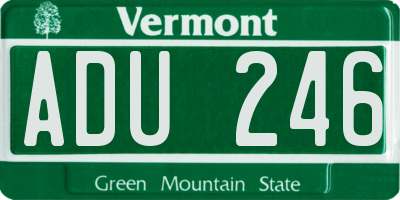 VT license plate ADU246