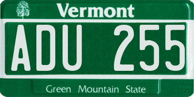 VT license plate ADU255