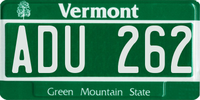 VT license plate ADU262