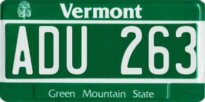 VT license plate ADU263