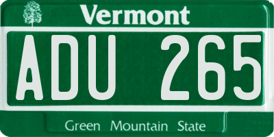 VT license plate ADU265