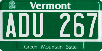 VT license plate ADU267