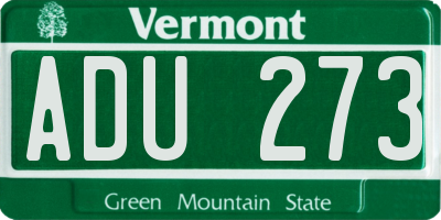 VT license plate ADU273