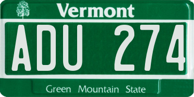 VT license plate ADU274
