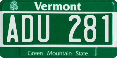VT license plate ADU281