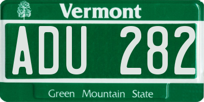 VT license plate ADU282