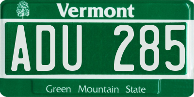 VT license plate ADU285