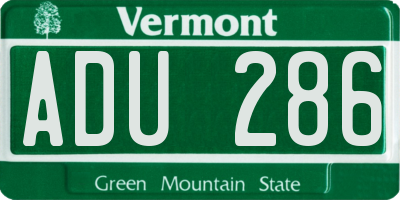 VT license plate ADU286