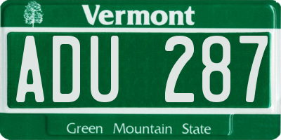 VT license plate ADU287