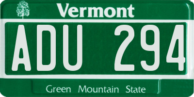 VT license plate ADU294