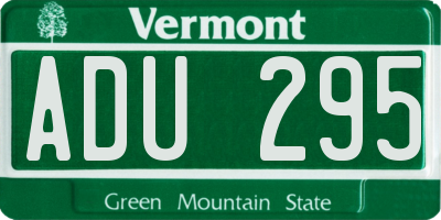 VT license plate ADU295