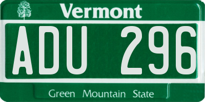 VT license plate ADU296