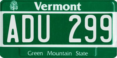 VT license plate ADU299