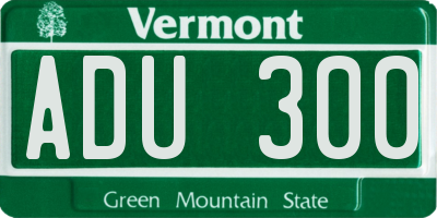 VT license plate ADU300