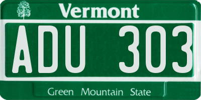 VT license plate ADU303