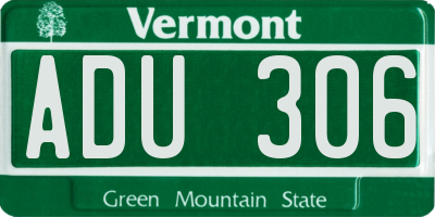 VT license plate ADU306
