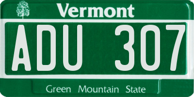 VT license plate ADU307