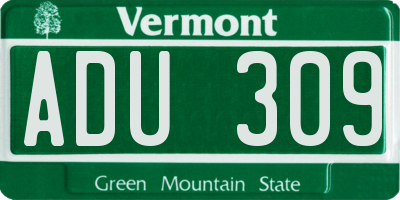 VT license plate ADU309