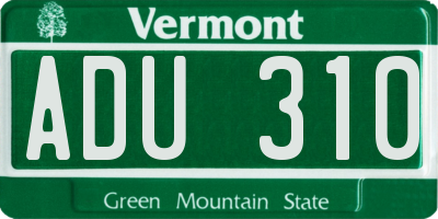 VT license plate ADU310