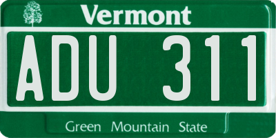 VT license plate ADU311