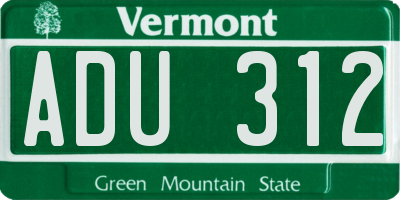 VT license plate ADU312