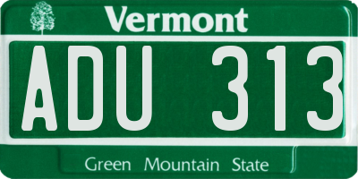 VT license plate ADU313