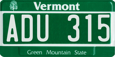 VT license plate ADU315