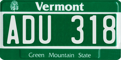 VT license plate ADU318