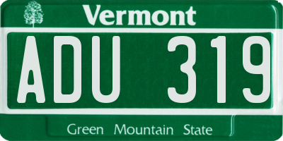 VT license plate ADU319