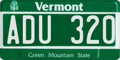 VT license plate ADU320