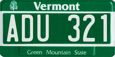 VT license plate ADU321