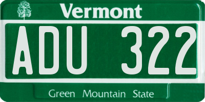 VT license plate ADU322