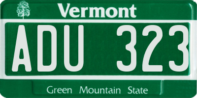 VT license plate ADU323