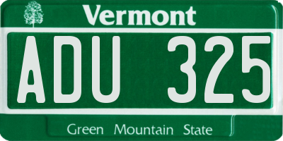 VT license plate ADU325
